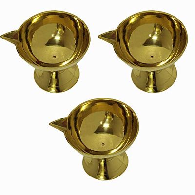 Frienemy Presents Traditional Brass One Face Deepam/Puja Diya Lamp/Pooja Lamp - Set of 3#Frienemy-298