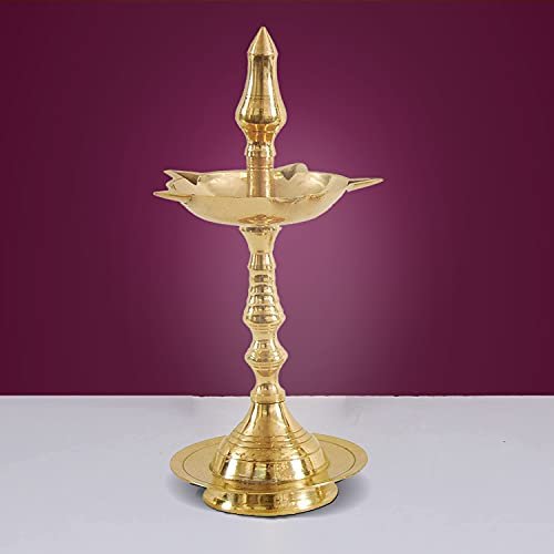 Frienemy Presents Traditional Kerala Brass Diya Oil/Ghee Diya Deepak Lamp, Height 9 Inch #Frienemy-308