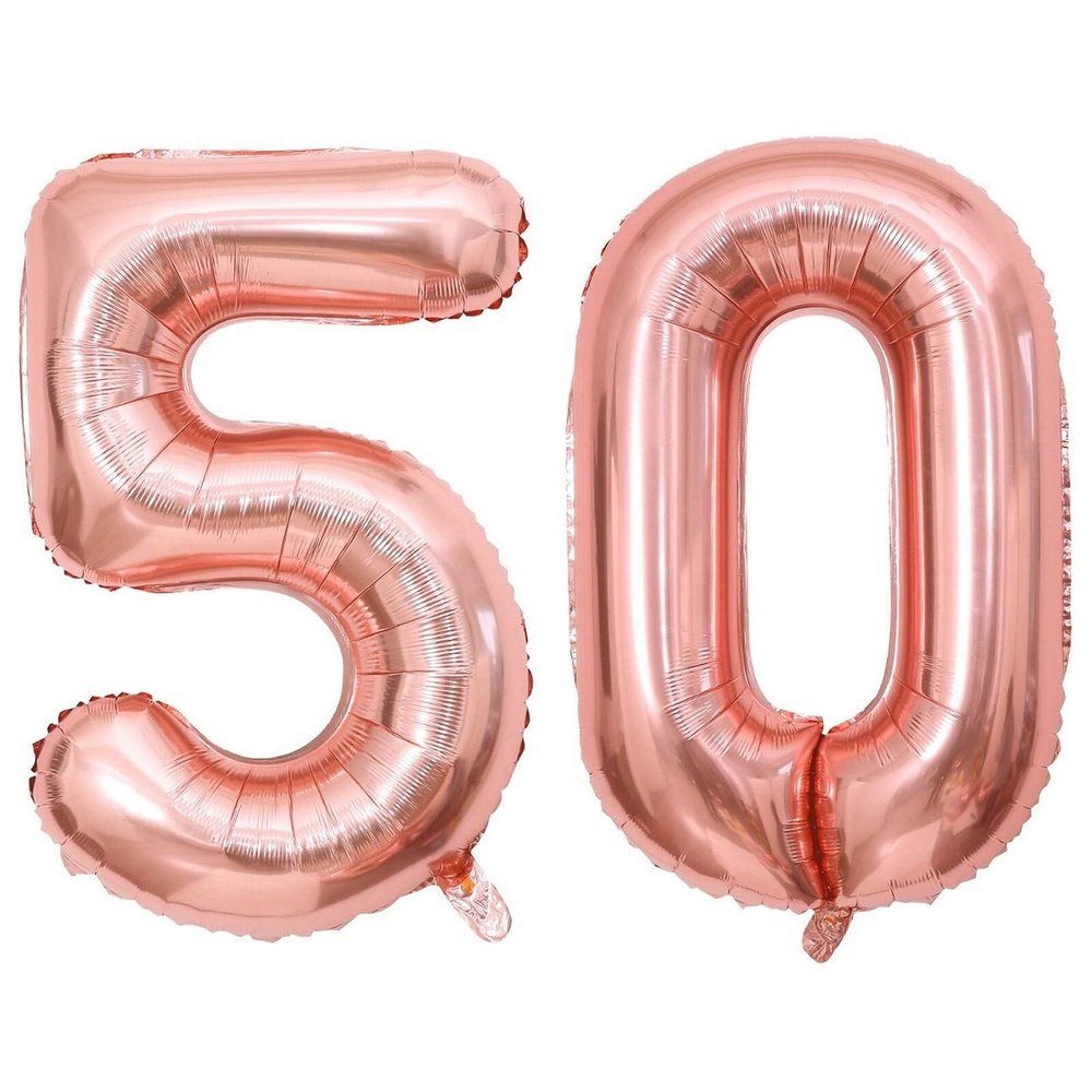 40 Inch Rose Gold 50 Number Balloons Giant Jumbo Huge 50 Foil Mylar Helium Number Digital Balloons Rose Gold Birthday Mylar Digital Balloons 50th Birthday Parth 50th Anniversary Events Party
