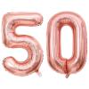 40 Inch Rose Gold 50 Number Balloons Giant Jumbo Huge 50 Foil Mylar Helium Number Digital Balloons Rose Gold Birthday Mylar Digital Balloons 50th Birthday Parth 50th Anniversary Events Party view 1