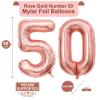 40 Inch Rose Gold 50 Number Balloons Giant Jumbo Huge 50 Foil Mylar Helium Number Digital Balloons Rose Gold Birthday Mylar Digital Balloons 50th Birthday Parth 50th Anniversary Events Party view 2