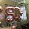 40 Inch Rose Gold 50 Number Balloons Giant Jumbo Huge 50 Foil Mylar Helium Number Digital Balloons Rose Gold Birthday Mylar Digital Balloons 50th Birthday Parth 50th Anniversary Events Party view 3