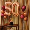 40 Inch Rose Gold 50 Number Balloons Giant Jumbo Huge 50 Foil Mylar Helium Number Digital Balloons Rose Gold Birthday Mylar Digital Balloons 50th Birthday Parth 50th Anniversary Events Party view 4