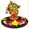 Frienemy Presents Ganesha Idol for Gift with Brass Diya and Ghee Wicks (15 Cm X 15 Cm X 16.5 Cm, Gold) Decorative Showpiece #Frienemy-654 view 2