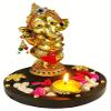 Frienemy Presents Ganesha Idol for Gift with Brass Diya and Ghee Wicks (15 Cm X 15 Cm X 16.5 Cm, Gold) Decorative Showpiece #Frienemy-654 view 3