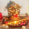Frienemy Presents Ganesha Idol for Gift with Brass Diya and Ghee Wicks (15 Cm X 15 Cm X 16.5 Cm, Gold) Decorative Showpiece #Frienemy-654 view 4