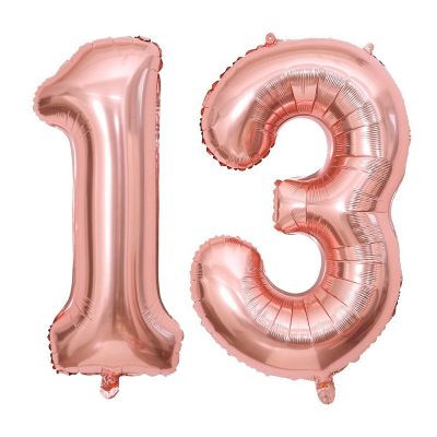 40 Inch Rose Gold 13 Number Balloons Giant Jumbo Huge 13 or 31 Foil Mylar Helium Number Digital Balloons Rose Gold Birthday Mylar Digital Balloons 13th 31st Birthday Anniversary Events Party