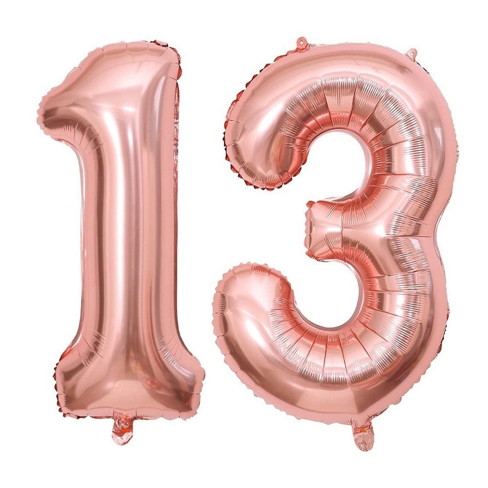 40 Inch Rose Gold 13 Number Balloons Giant Jumbo Huge 13 or 31 Foil Mylar Helium Number Digital Balloons Rose Gold Birthday Mylar Digital Balloons 13th 31st Birthday Anniversary Events Party