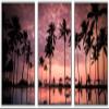 SIGNWIN Framed Canvas Wall Art Beautiful Sunset Reflection of Silhouettes Palm Trees Coastal Ocean Photography Modern Art Panoramic Relax/Calm for Living Room, Bedroom, Office - 16"x24"x3 White view 1