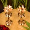 Frienemy Presents Set of 2 Pure Brass Diya for Puja Temaple Decoration, Lotus Shape Pillar Diya Stand Oil Lamp for Home Mandir Pooja Articles Decor Gifts (Size 3.8#Frienemy-190 view 1