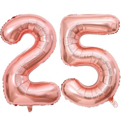 40 Inch Rose Gold 25 Number Balloons Giant Jumbo Huge 25 or 52 Foil Mylar Helium Number Digital Balloons Rose Gold Birthday Mylar Digital Balloons 25 Birthday Party 25th Anniversary Events Party