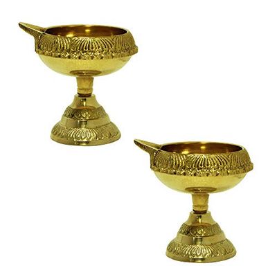 Frienemy Presents Traditional Brass Kubera Vilakku with Stand/Traditional Puja Diya Lamp with Stand/Pooja Lamp - Piece of Two #Frienemy-228
