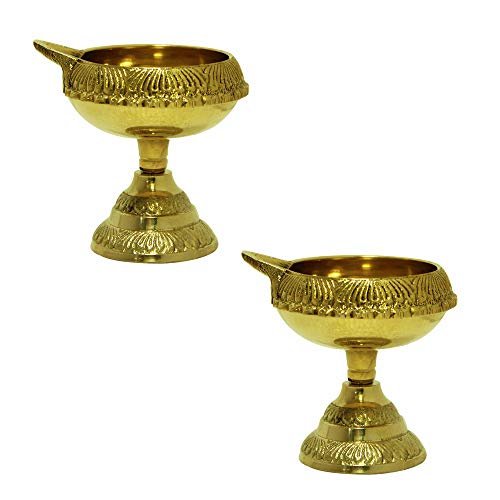 Frienemy Presents Traditional Brass Kubera Vilakku with Stand/Traditional Puja Diya Lamp with Stand/Pooja Lamp - Piece of Two #Frienemy-228