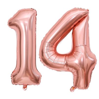 40 Inch Rose Gold 14 Number Balloons Giant Jumbo Huge 14 41 Foil Mylar Helium Number Digital Balloons Rose Gold Birthday Mylar Digital Balloons 14th Birthday Anniversary Events Party Decorations