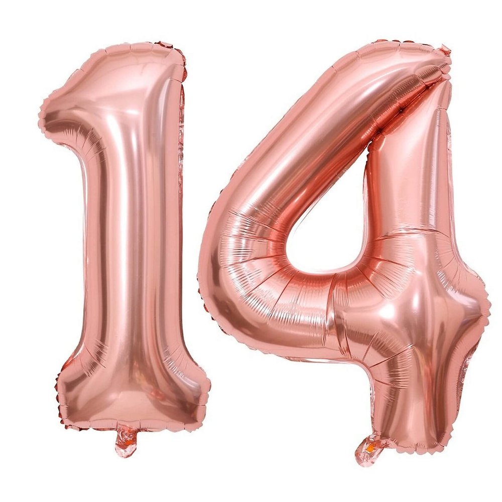 40 Inch Rose Gold 14 Number Balloons Giant Jumbo Huge 14 41 Foil Mylar Helium Number Digital Balloons Rose Gold Birthday Mylar Digital Balloons 14th Birthday Anniversary Events Party Decorations