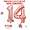 40 Inch Rose Gold 14 Number Balloons Giant Jumbo Huge 14 41 Foil Mylar Helium Number Digital Balloons Rose Gold Birthday Mylar Digital Balloons 14th Birthday Anniversary Events Party Decorations view 2