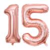 40 Inch Rose Gold 15 Number Balloons Giant 15 or 51 Balloons Rose Gold Birthday 15 Balloons 15th Birthday Anniversary Party Decorations Supplies view 1