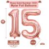 40 Inch Rose Gold 15 Number Balloons Giant 15 or 51 Balloons Rose Gold Birthday 15 Balloons 15th Birthday Anniversary Party Decorations Supplies view 2
