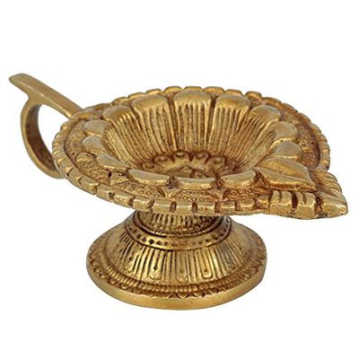 Frienemy Presents Indian Hindu Brass Oil Wick Handmade Lamp 4.5 Inch #Frienemy-244