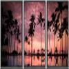 SIGNWIN Framed Canvas Wall Art Beautiful Sunset Reflection of Silhouettes Palm Trees Coastal Ocean Photography Modern Art Panoramic Relax/Calm for Living Room, Bedroom, Office - 16"x24"x3 Black view 1