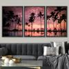 SIGNWIN Framed Canvas Wall Art Beautiful Sunset Reflection of Silhouettes Palm Trees Coastal Ocean Photography Modern Art Panoramic Relax/Calm for Living Room, Bedroom, Office - 16"x24"x3 Black view 2