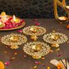 Frienemy Presents Pack of 4 Brass Crystal Akhand Diya Brass Oil Puja Lamp - Diwali Diya Diwali Home Decoration Item and Diwali Gifts (Golden, 12 Cm X 4 Cm) #Frienemy-591 view 1