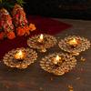 Frienemy Presents Pack of 4 Brass Crystal Akhand Diya Brass Oil Puja Lamp - Diwali Diya Diwali Home Decoration Item and Diwali Gifts (Golden, 12 Cm X 4 Cm) #Frienemy-591 view 2