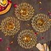 Frienemy Presents Pack of 4 Brass Crystal Akhand Diya Brass Oil Puja Lamp - Diwali Diya Diwali Home Decoration Item and Diwali Gifts (Golden, 12 Cm X 4 Cm) #Frienemy-591 view 3