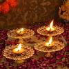 Frienemy Presents Pack of 4 Brass Crystal Akhand Diya Brass Oil Puja Lamp - Diwali Diya Diwali Home Decoration Item and Diwali Gifts (Golden, 12 Cm X 4 Cm) #Frienemy-591 view 4
