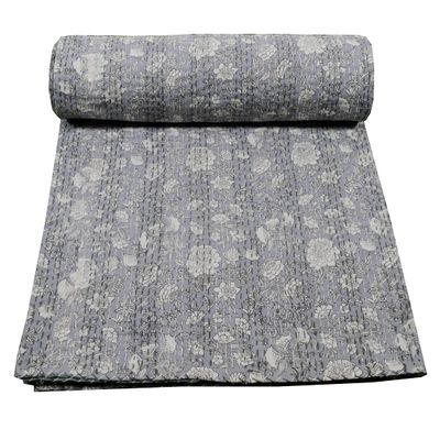 Indian Handmade Patchwork Queen Size Gudri Coverlet Kantha Quilted Quilt Bedspread Bedding