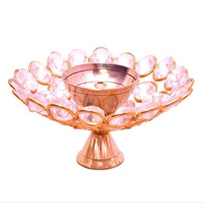 Frienemy Presents Decor Brass Crystal Oil Diya Home Decoration and Puja Purpose.(5 Inches) #Frienemy-486