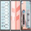 SIGNWIN Canvas Print Wall Art Set Pink & Blue Brick Apartment Buildings Cities Cityscape Mixed Media Modern Bohemian Scenic Colorful Multicolor for Living Room, Bedroom, Office - 16"x24"x3 Black view 1