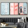SIGNWIN Canvas Print Wall Art Set Pink & Blue Brick Apartment Buildings Cities Cityscape Mixed Media Modern Bohemian Scenic Colorful Multicolor for Living Room, Bedroom, Office - 16"x24"x3 Black view 2