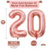 40 Inch Rose Gold 20 Number Balloons Giant 20 Balloons Rose Gold Birthday 20 Balloons 20th Birthday Anniversary Party Decorations Supplies view 2