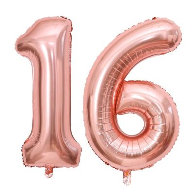 40 Inch Rose Gold 16 Number Balloons Giant Jumbo Huge 16 61 Foil Mylar Helium Number Digital Balloons Rose Gold Birthday Mylar Digital Balloons 16th Birthday Anniversary Events Party Decorations
