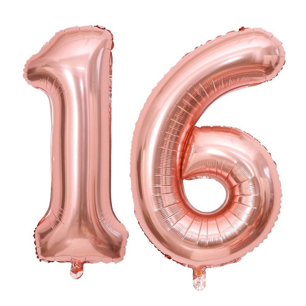 40 Inch Rose Gold 16 Number Balloons Giant Jumbo Huge 16 61 Foil Mylar Helium Number Digital Balloons Rose Gold Birthday Mylar Digital Balloons 16th Birthday Anniversary Events Party Decorations