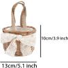 HLTER Flower Girl Baskets, 2 Packs Woven Rustic Portable Kids Flower Baskets 5.1 Inch Handmade Wicker Baskets with Bowknot Burlap Storage Basket for Easter Wedding Party view 2
