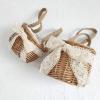 HLTER Flower Girl Baskets, 2 Packs Woven Rustic Portable Kids Flower Baskets 5.1 Inch Handmade Wicker Baskets with Bowknot Burlap Storage Basket for Easter Wedding Party view 3