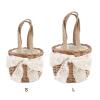 HLTER Flower Girl Baskets, 2 Packs Woven Rustic Portable Kids Flower Baskets 5.1 Inch Handmade Wicker Baskets with Bowknot Burlap Storage Basket for Easter Wedding Party view 4