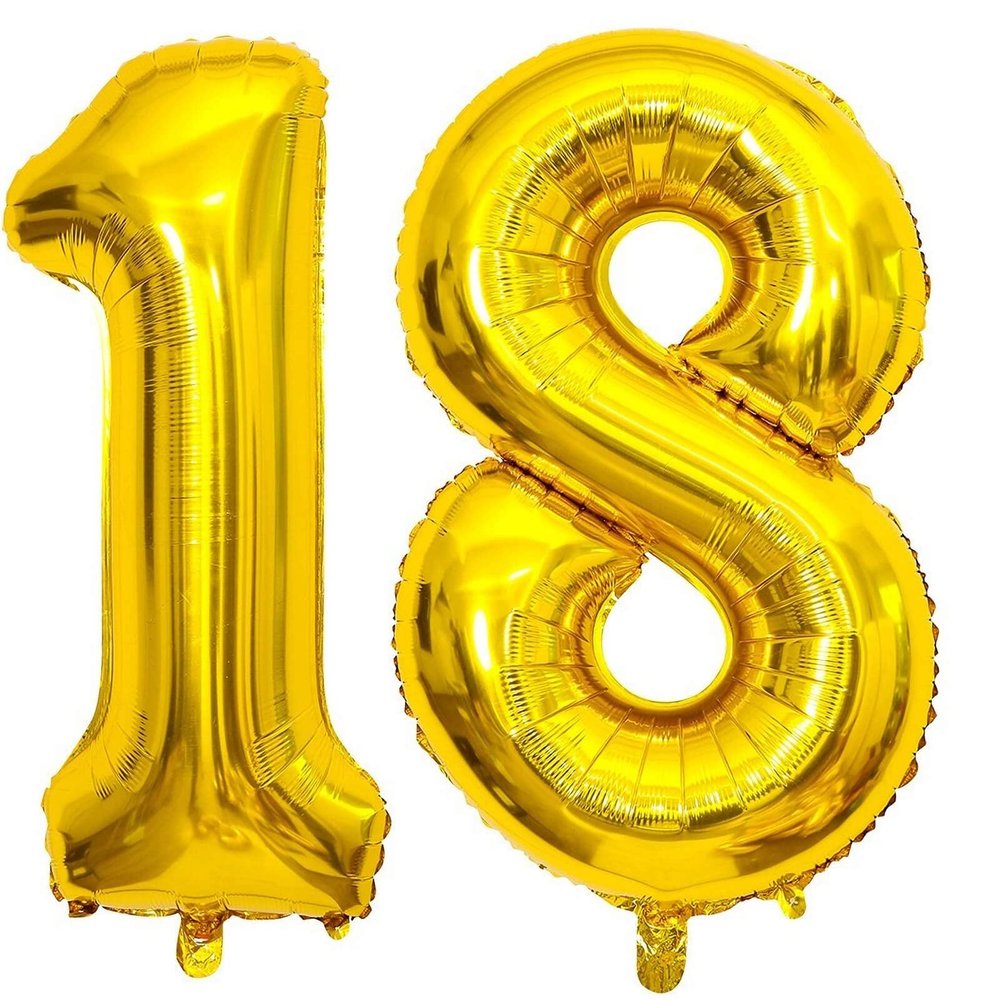 40 Inch Gold 18 Number Balloons Giant 18 Balloons Gold Birthday 18 Balloons 18th Birthday Anniversary Party Decorations Supplies