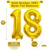40 Inch Gold 18 Number Balloons Giant 18 Balloons Gold Birthday 18 Balloons 18th Birthday Anniversary Party Decorations Supplies view 2