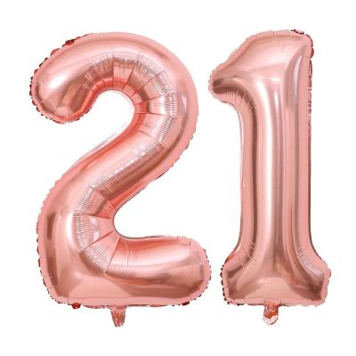 40 Inch Rose Gold 21 Number Balloons Giant Jumbo Huge 12 or 21 Foil Mylar Helium Number Digital Balloons Rose Gold Birthday Mylar Digital Balloons 12th 21st Birthday Anniversary Events Party