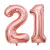 40 Inch Rose Gold 21 Number Balloons Giant Jumbo Huge 12 or 21 Foil Mylar Helium Number Digital Balloons Rose Gold Birthday Mylar Digital Balloons 12th 21st Birthday Anniversary Events Party view 1