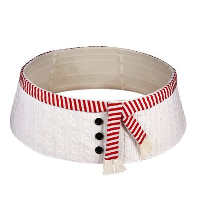 ZHENYANG CAREG Christmas Snowman Knitted Tree Skirt Xmas Party Christmas Tree Collar Christmas Tree Base Cover Christmas Decorations (Color : White)