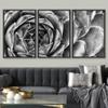SIGNWIN Framed Canvas Wall Art Houseleek Petal Pattern Botanical Succulent Photography Minimalism Contemporary Closeup Dramatic Black and White for Living Room, Bedroom, Office - 16"x24"x3 Black view 2