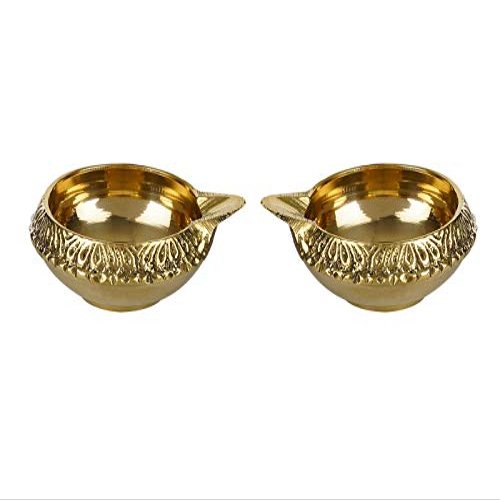 Frienemy Presents Brass Small Kuber Diya Oil Lamp for Pooja, Home Decor (5 Cm Height, Pack of 2) #Frienemy-236