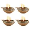 Frienemy Presents Diwali Handcrafted Brass Metal Indian Pooja Oil Lamp Diyas with Engraved Art (3 X 3 X 1.5 Inch, Lotus Flower Design) Pack of 2#Frienemy-512 view 1