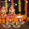 Frienemy Presents Diwali Handcrafted Brass Metal Indian Pooja Oil Lamp Diyas with Engraved Art (3 X 3 X 1.5 Inch, Lotus Flower Design) Pack of 2#Frienemy-512 view 4