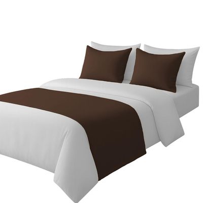 100% Egyptian Cotton Bed Runner Chocolate Solid Twin Size (70x20) 3 Piece Decorative Bed Scarf for Bedroom Hotel Wedding Room with 2 Pillow Shame