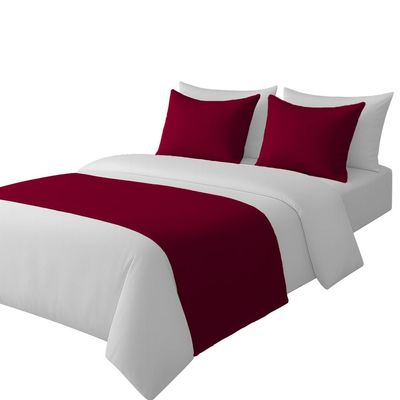 100% Egyptian Cotton Bed Runner Burgundy Solid Queen Size (88x20) 1 Piece Decorative Bed Scarf for Bedroom Hotel Wedding Room